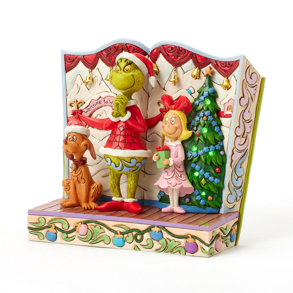 Jim Shore Grinch and Friends Light-Up Storybook Figurine, 6.2"