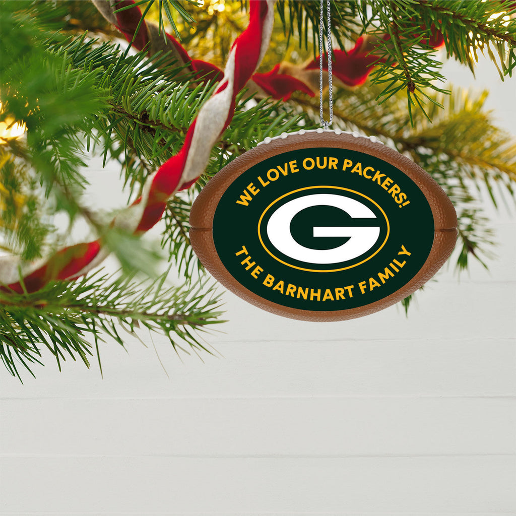 NFL Green Bay Packers Football Personalized Ornament, Custom Text