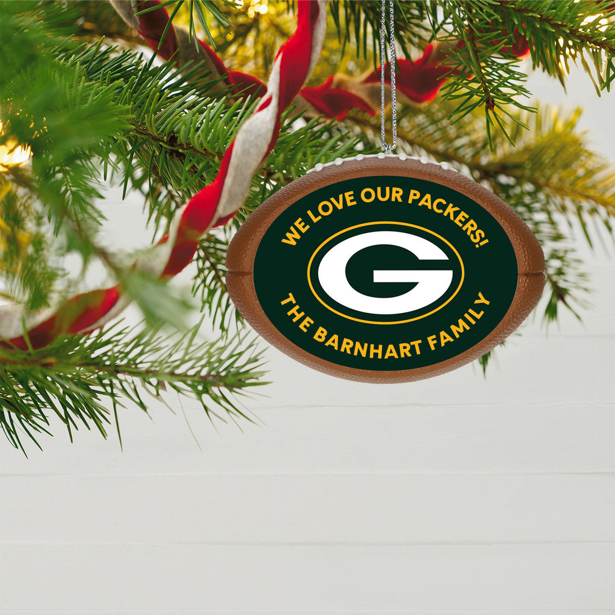 NFL Green Bay Packers Football Personalized Ornament, Custom Text