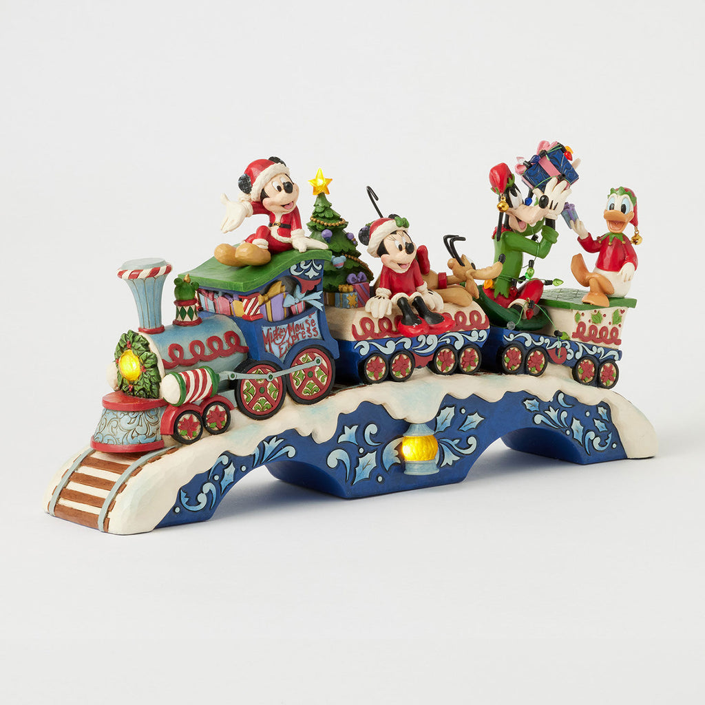 Jim Shore Mickey Mouse and Friends Light-Up Musical Train Figurine, 8.64"