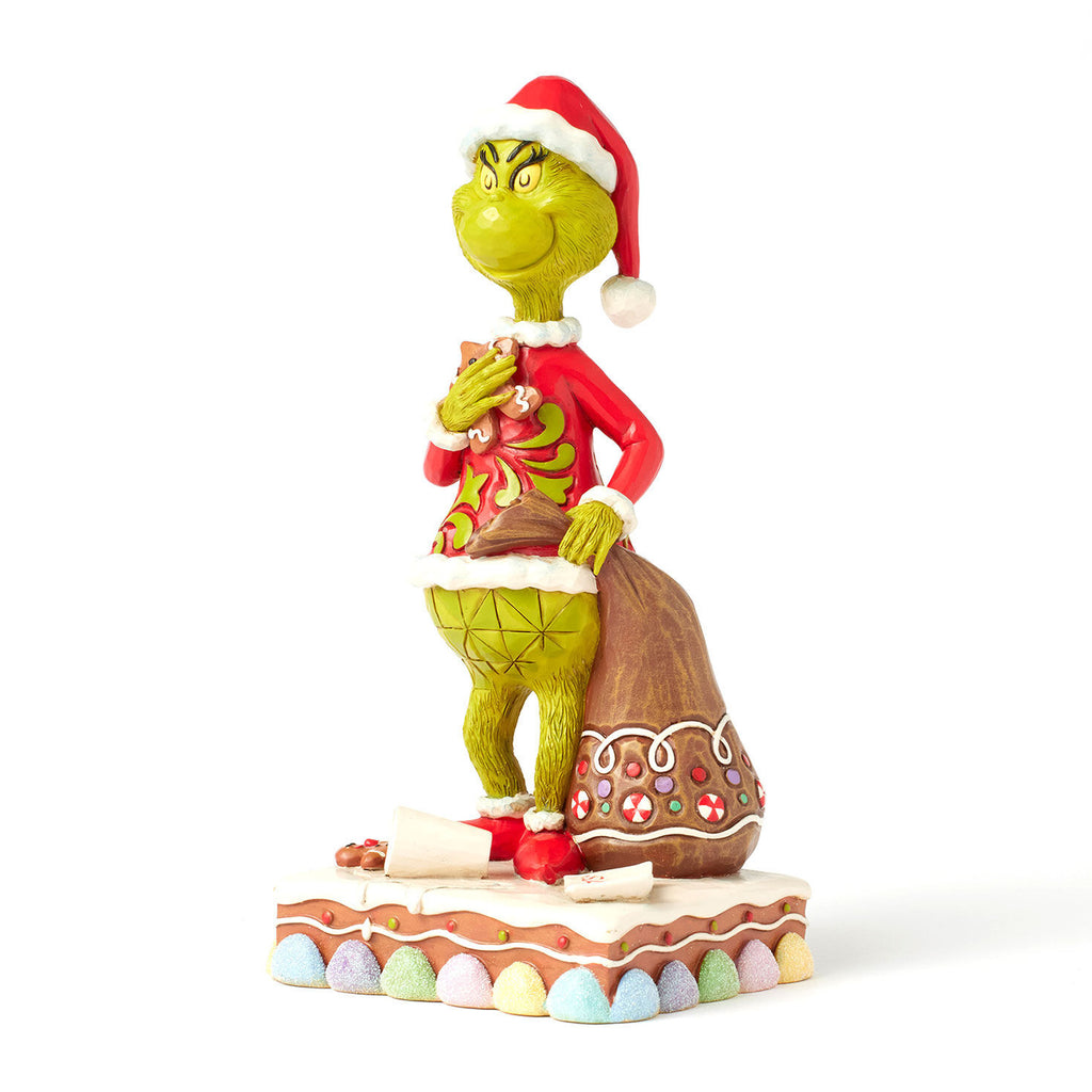 Jim Shore Grinch With Presents Eating Gingerbread Figurine, 8"