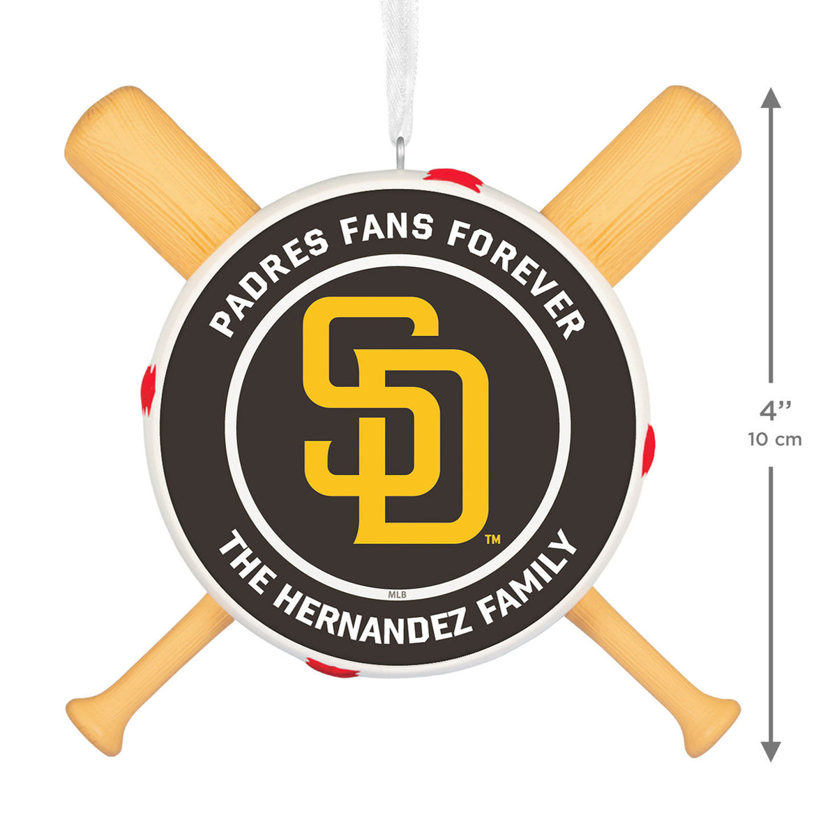 MLB San Diego Padres™ Baseball Personalized Ornament, Custom Text